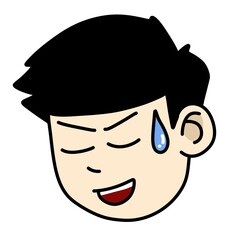 cute face man cartoon on white background