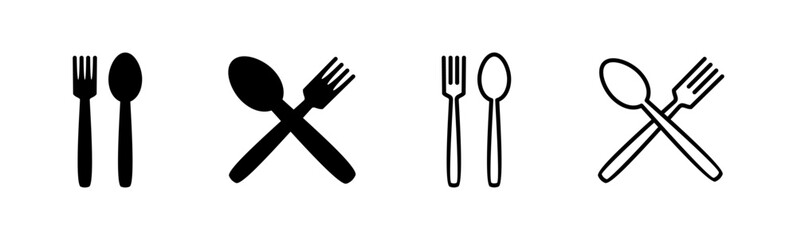 spoon and fork icon set. spoon, fork and knife icon vector. restaurant icon