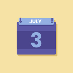 Calendar date month icon flat july vector