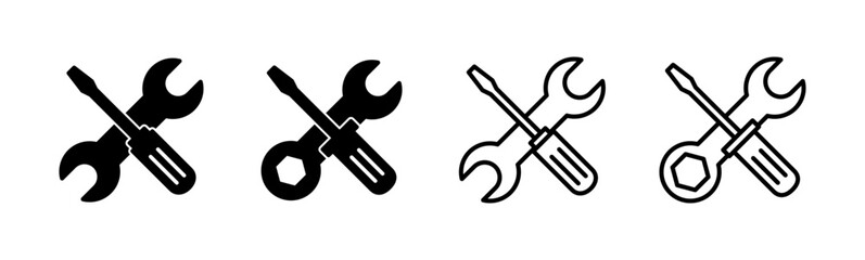 Repair tools icon set. tool icon vector. setting icon vector. Wrench and screwdriver. support, Service