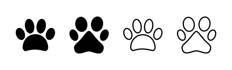 Paw icon set. paw print icon vector. dog or cat paw