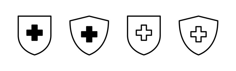 Health insurance icon set. Insurance health document icon