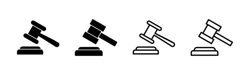 Gavel icon set. judge gavel icon vector. law icon vector. auction hammer