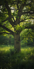 Obraz premium Título: Árvore na Floresta Verdejante