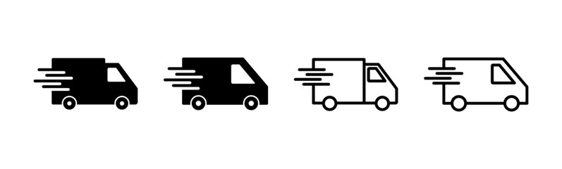 Fast shipping delivery truck icon set. Delivery truck icon. fast delivery icon