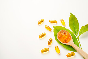 Oil filled capsules, softgel of food supplements, fish oil, omega 3, vitamin D3, vitamin E