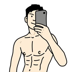 Fototapeta premium cute man cartoon on white background