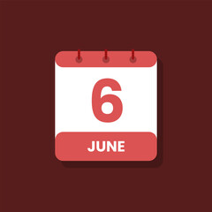 Calendar date month icon flat june vector