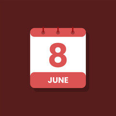 Calendar date month icon flat june vector