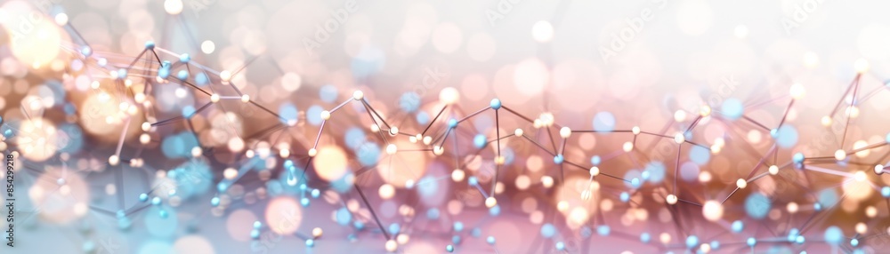 Aufkleber background with hi-tech particle technology, neon lights, interconnected network futuristic visualiz