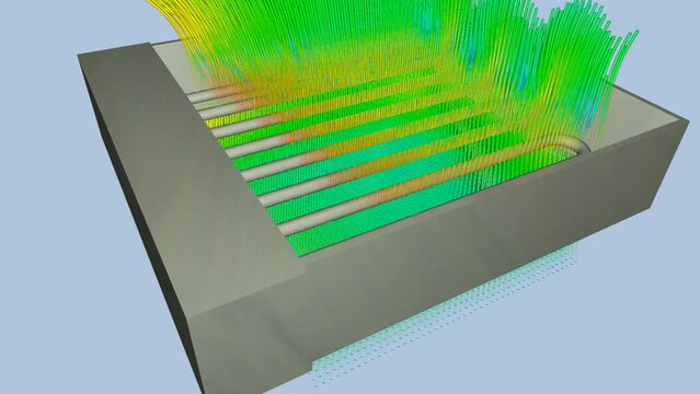 CFD simulation Computational fluid dynamics - industrial Heat Exchanger airflow simulation