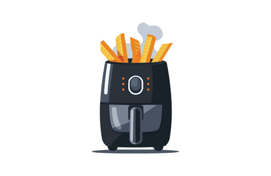 Colorful air fryer icon isolated on white background.
