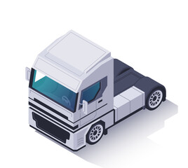 Isometric truck icon. Logistics vehicle for cargo delivery, shipping and distribution. Freight transport without trailer or container. Cartoon 3D vector illustration isolated on white background