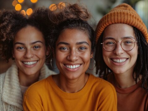 Foto de grandes amigas reunidas, sorrindo e se divertindo bastante. A imagem destaca o poder da amizade e a alegria da conviv&ecirc;ncia