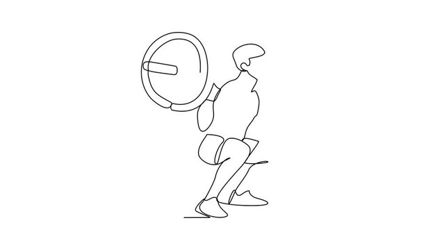 Animated self drawing of a people doing gym or fitness activity at the fitness center video design illustration. gym and fitness  illustration in simple linear style video concept continuous line