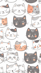 Wallpaper of adorable smiling kittens. Design suitable for pet lovers
