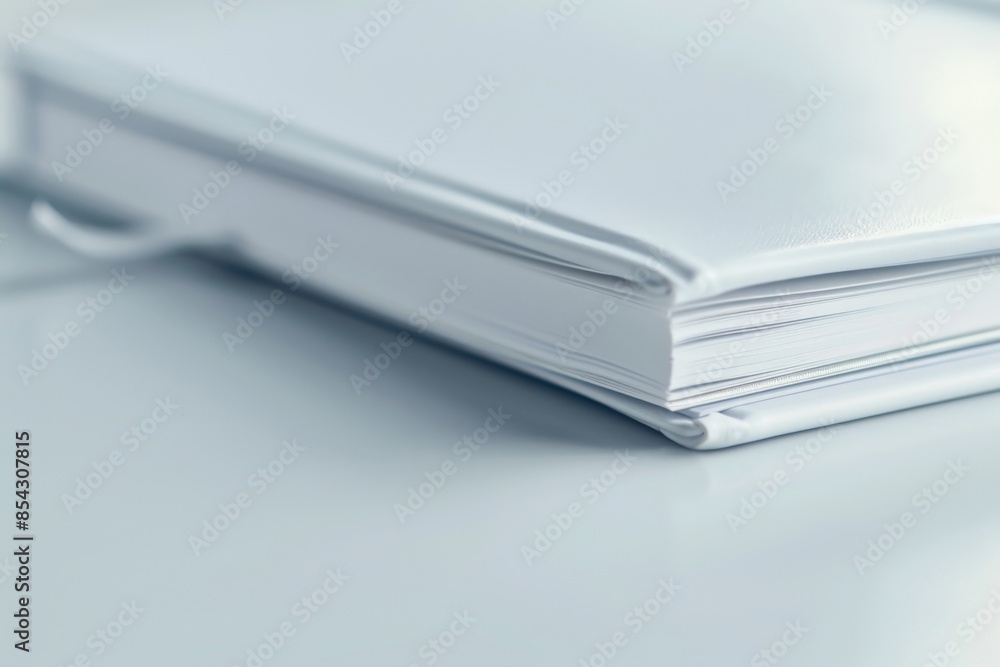 Poster macro shot of a simple white notebook with a soft cover