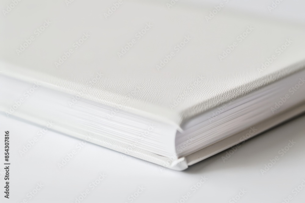 Poster macro shot of a simple white notebook with a soft cover