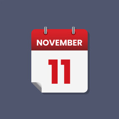 Calendar date month icon flat november vector