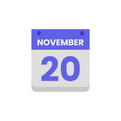 Calendar date month icon flat november vector