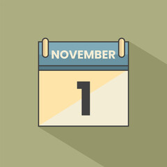Calendar date month icon flat november vector