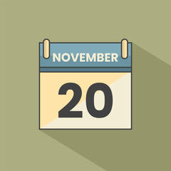 Calendar date month icon flat november vector