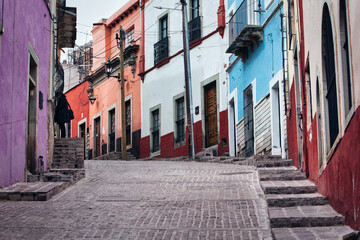 Guanajuato, Mexico. December 24, 2008: Architecture and facade in city houses in Guanajuato, Mexico.