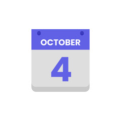 Calendar date month icon flat october vector