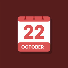 Calendar date month icon flat october vector