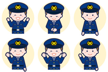 男性警察官のポーズセット_02