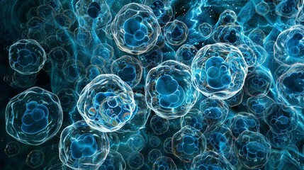 Macro photography view of cells from electron microscope with abstract shapes and pattern.