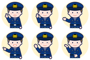 男性警察官のポーズセット_03