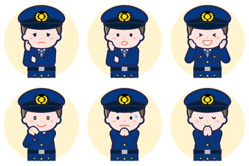 男性警察官のポーズセット_04