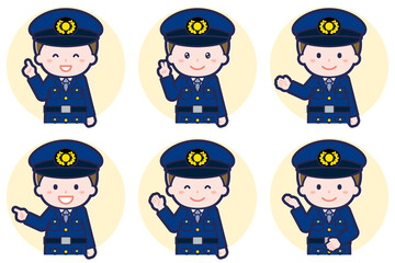 男性警察官のポーズセット_03