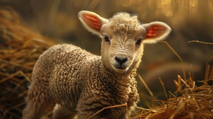 Obraz premium A depiction of an adorable young lamb