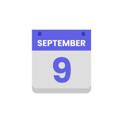 Calendar date month icon flat september vector