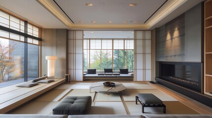 modern japanese living room interior design with minimalist aesthetic home decor