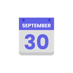 Calendar date month icon flat september vector