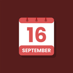 Calendar date month icon flat september vector