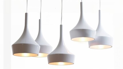 modern minimalist pendant lamps sleek white design isolated on white product photo