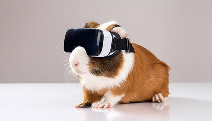 Adorable Guinea Pig Wearing VR Goggles