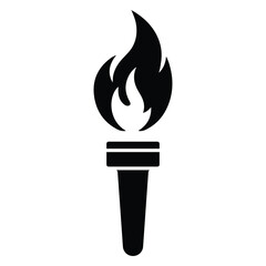 Fire torch icon vector illustration. Eternal flame symbol. Victory, success or achievement. Burning torch. World Game.