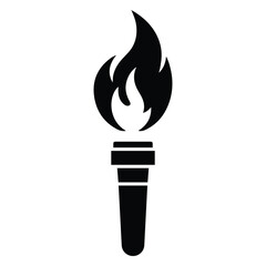 Fire torch icon vector illustration. Eternal flame symbol. Victory, success or achievement. Burning torch. World Game.