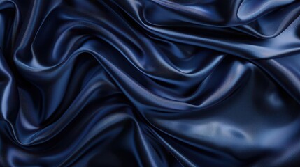 Obraz premium navy blue silk satin fabric with smooth folds and gradient elegant luxury background digital illustration