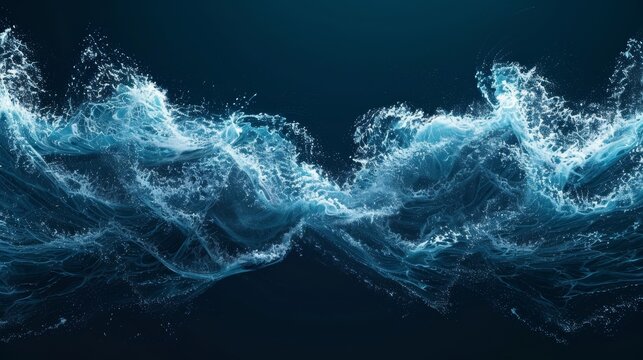 An artistic representation of a symmetrical wave being disrupted and breaking apart representing the breaking of symmetry in wave function collapse.