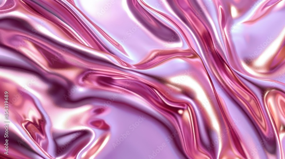 Poster pink liquid chrome shiny metal smooth satin texture background abstract 3d rendering