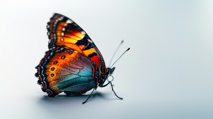 Closeup view of a beautiful butterfly rest over plain background