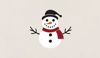 Fototapeta premium snowman with hat and smile