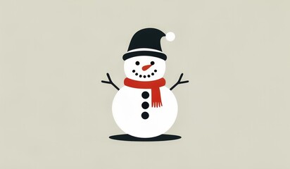 Fototapeta premium snowman with hat and smile