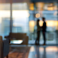 Two people in the airport blur